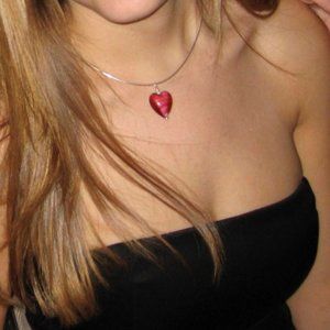 Glass Heart Necklace, handmade